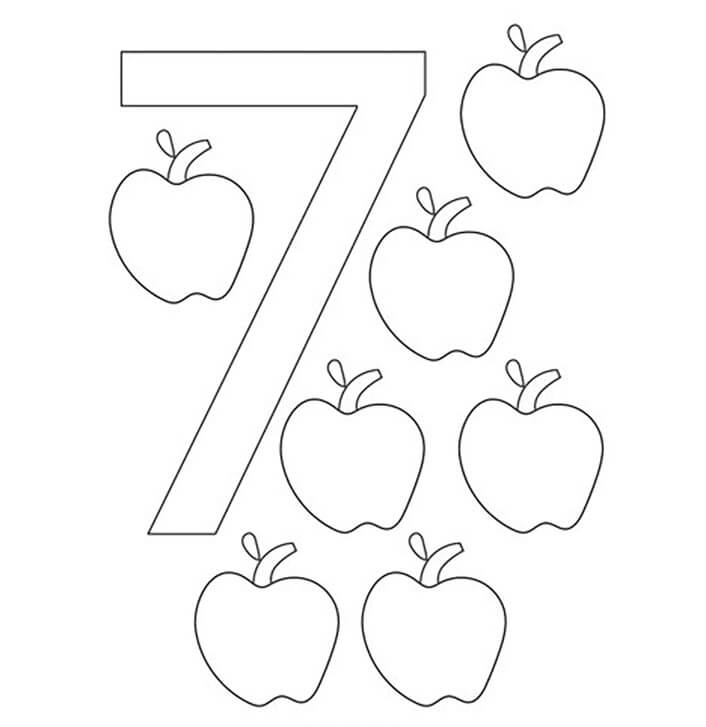 Number with apples coloring page