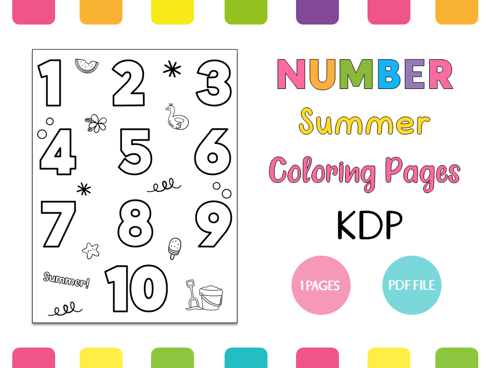 Number coloring pages for kids summer made by teachers