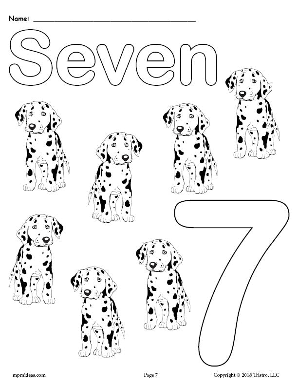 Printable animal number coloring pages