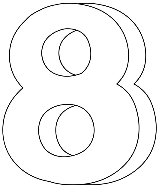 Premium vector number eight doodle outline for colouring