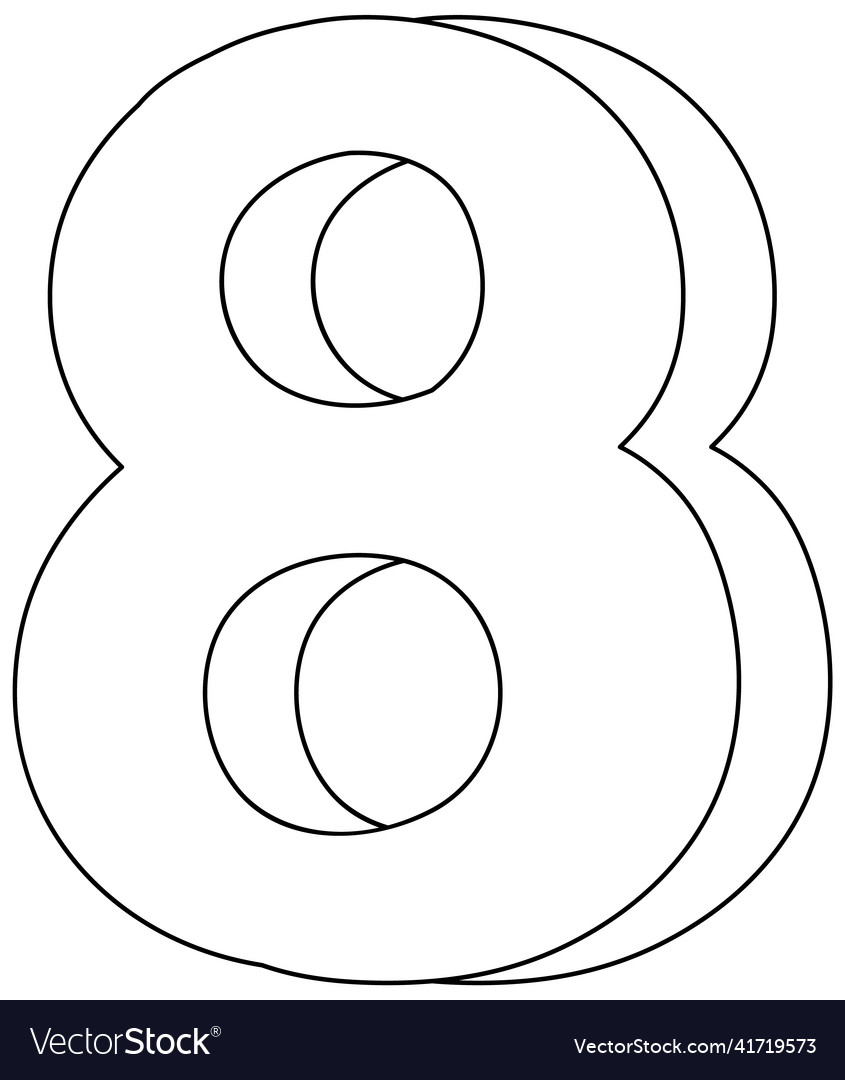 Number eight doodle outline for colouring vector image