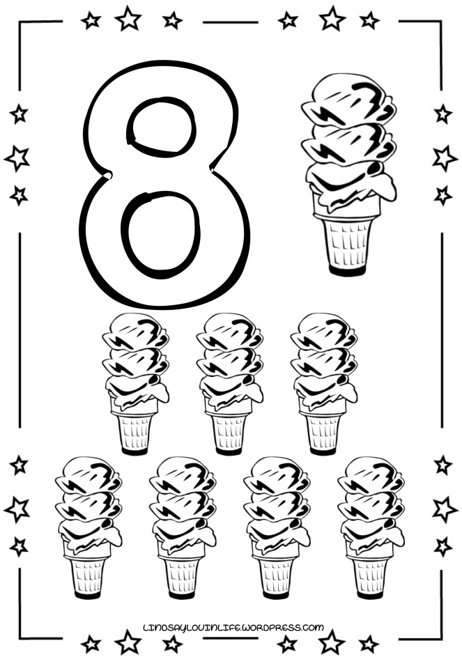 Ice cream numbers colouring page â numbers to