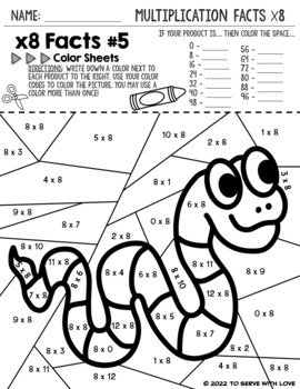 Multiplication facts coloring sheets x
