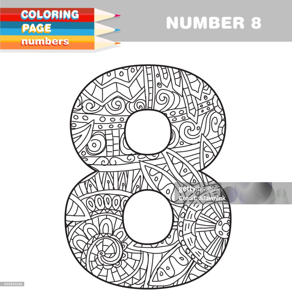 Adult coloring book numbers hand drawn template high