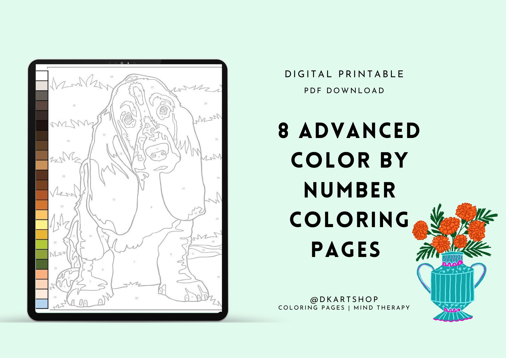 Advanced color by number coloring pages color therapy