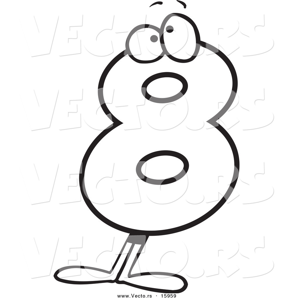 R of a cartoon eight character