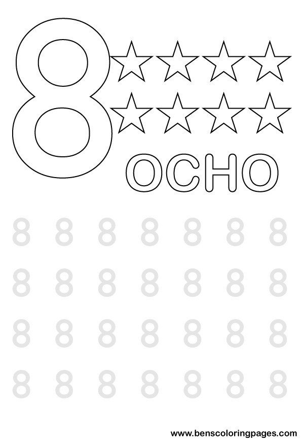 Learn to write number eight in spanish