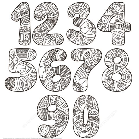 Zentangle numbers set coloring page from zentangle numbers category select from â coloring pages free printable coloring pages printable coloring pages