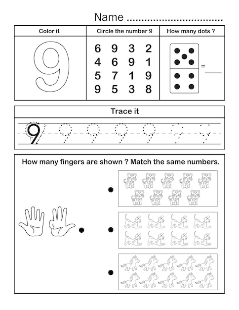 Premium vector printable number tracing worksheet for practice counting and writing in kindergarten student