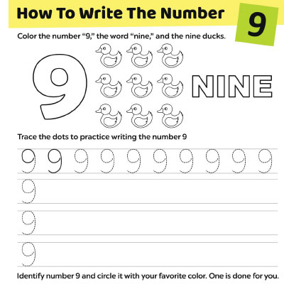 Trace the number ââ worksheet for preschoolers