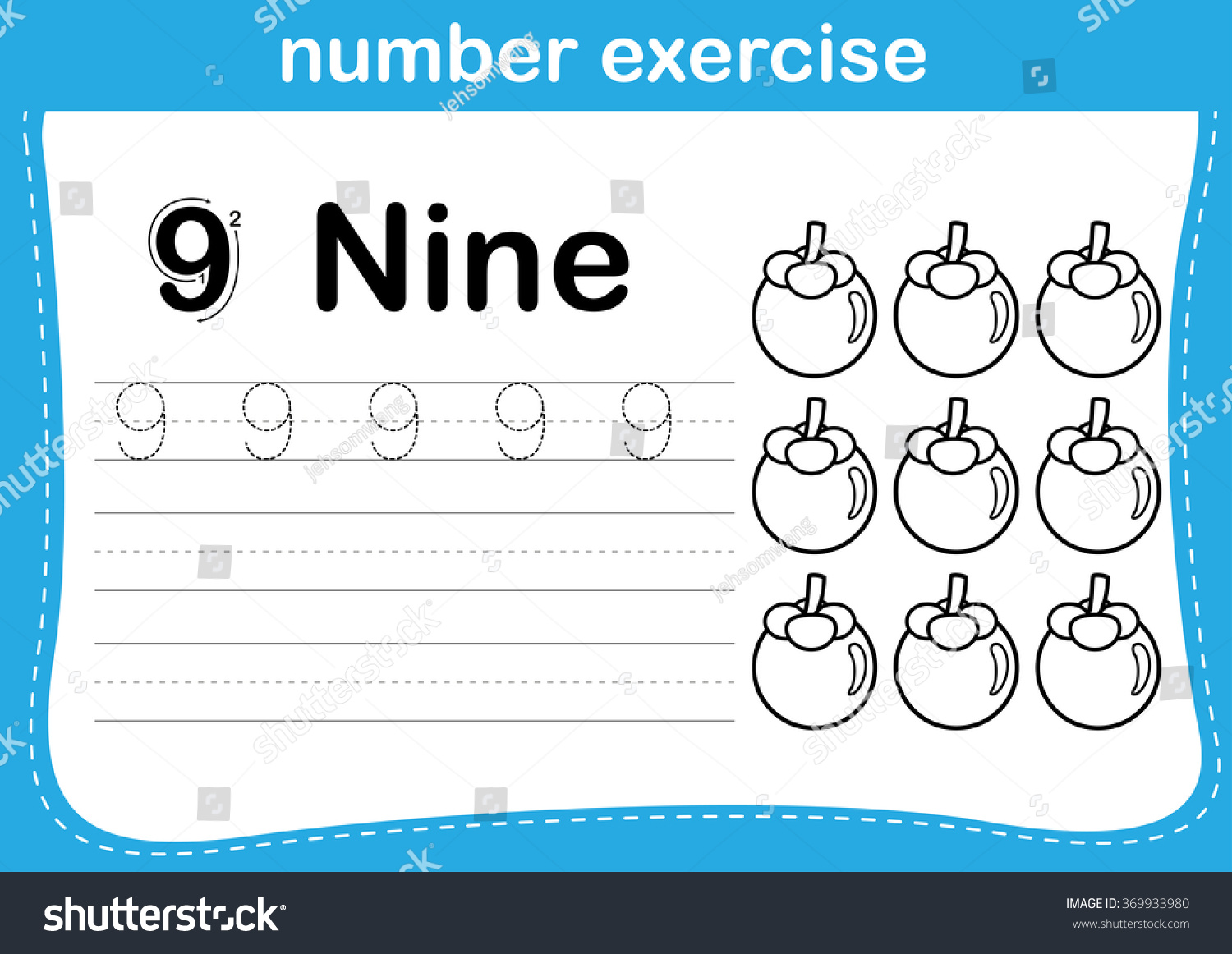 Number exercise cartoon coloring book illustration stock vector royalty free