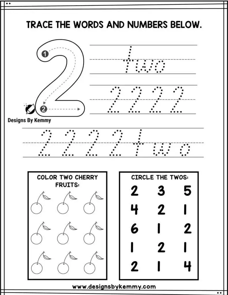 Number tracing worksheets