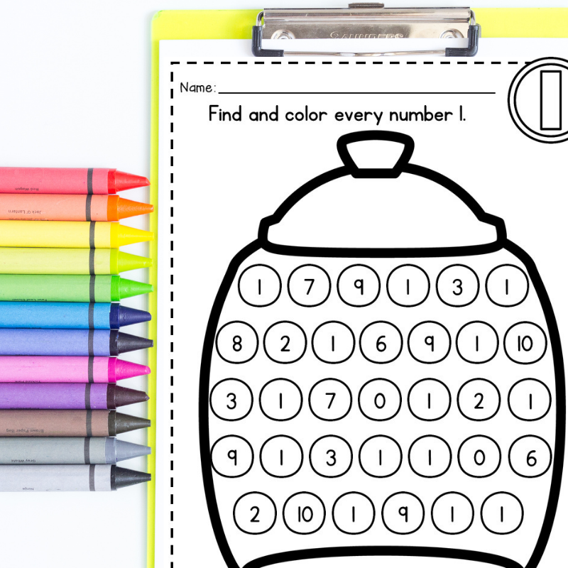 Number coloring worksheets for kids
