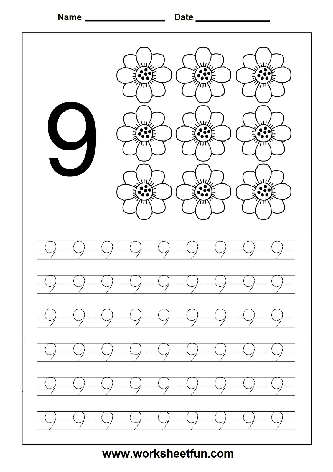 Number tracing worksheet