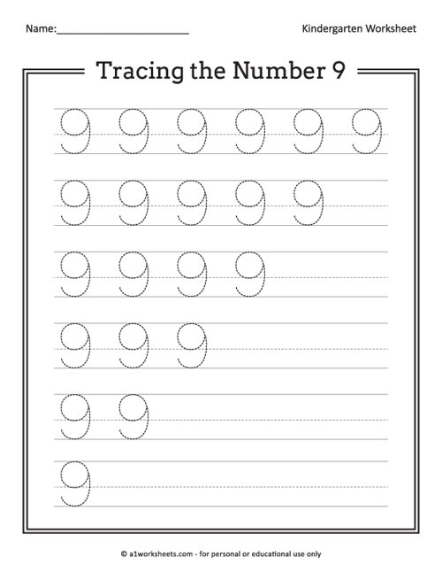 Tracing the number worksheets
