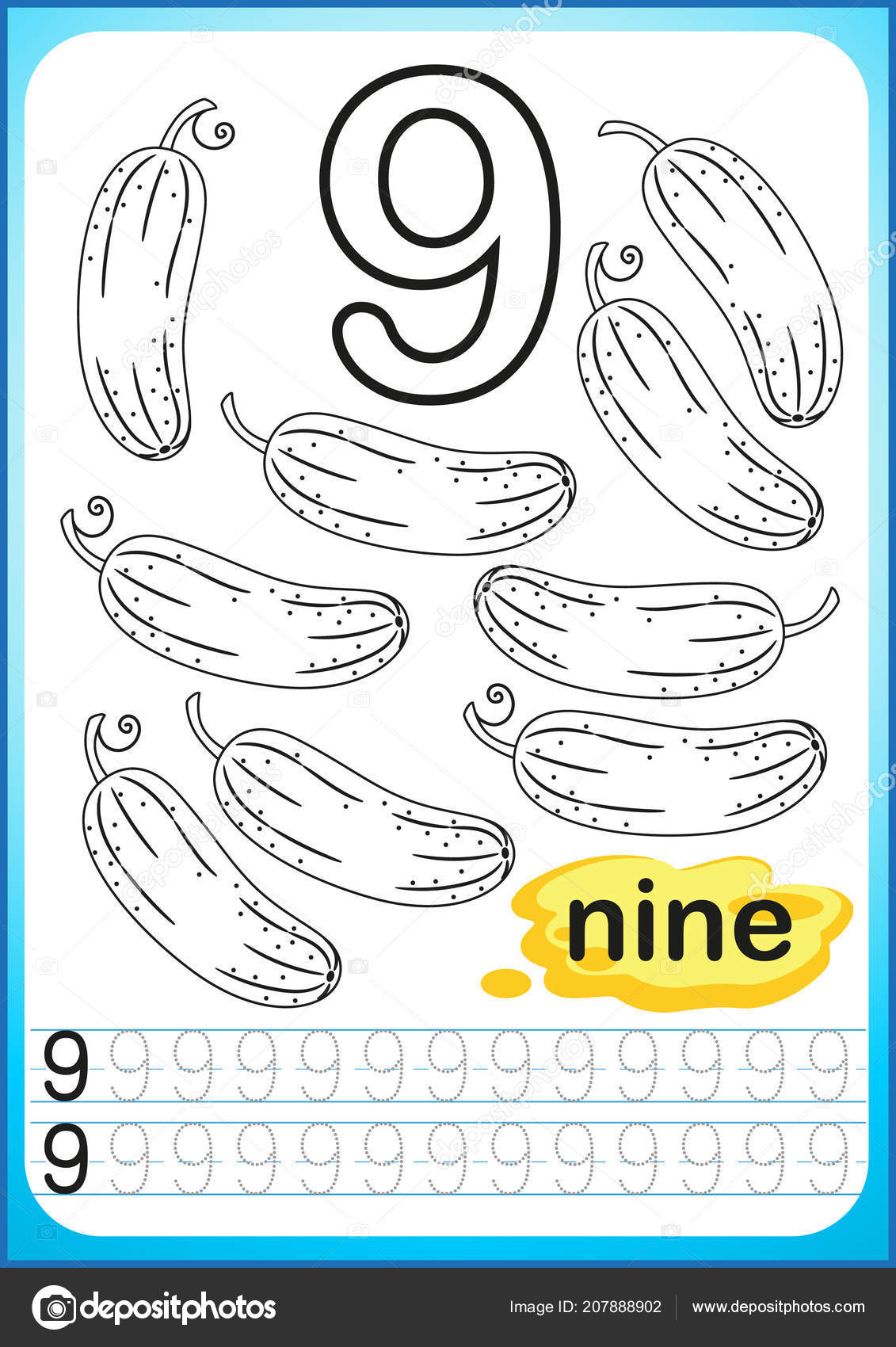 Printable worksheet kindergarten preschool exercises writing numbers simple level difficulty stock vector by natasha