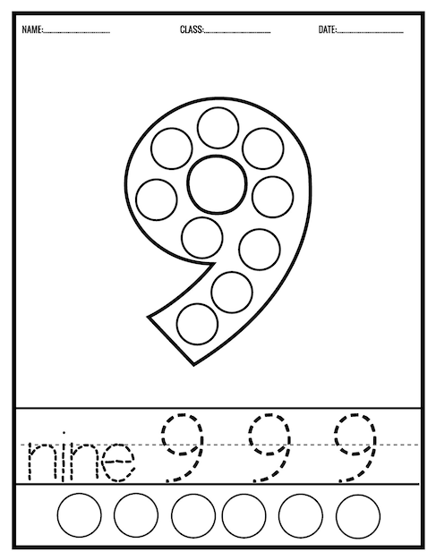 Premium vector handwriting pages for writing numbers with dot markers numbers tracing worksheet for kindergarten