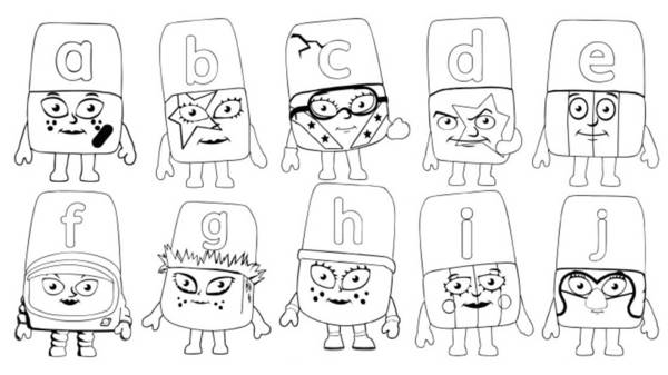 Print out lour in sheet a to z alphablocks