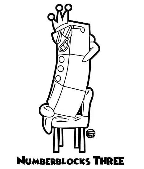 Numberblocks three coloring page
