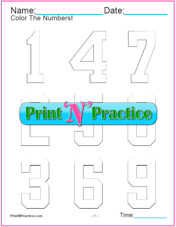 Number coloring pages for kids