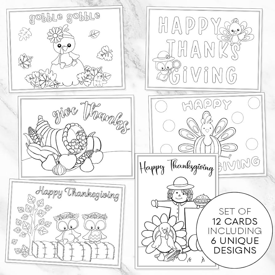 The invite lady thanksgiving coloring cards fall autumnturkey gobble coloring pages assorted printed cards count office products