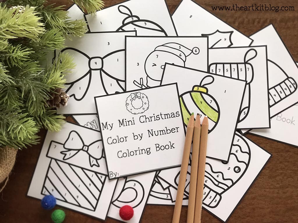 Mini christmas and winter color by number coloring pages free printable download â the art kit