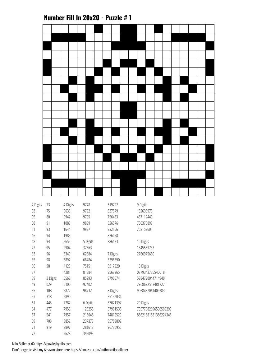 Number fill in puzzles volume