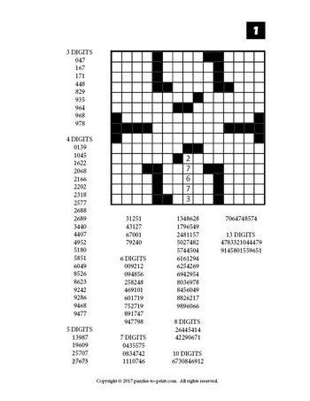 Number fill in puzzles volume