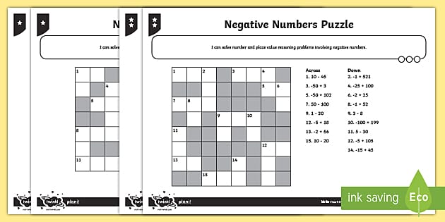 Negative number puzzle worksheet worksheet teacher made