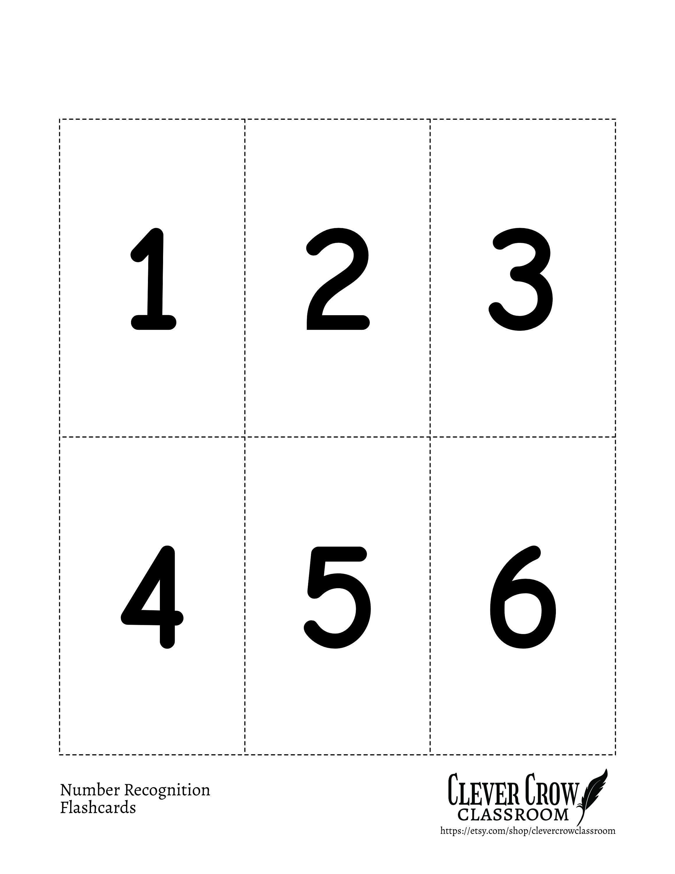 Number flash cards printable numbers
