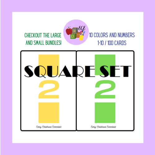 Square flashcards colors and numbers