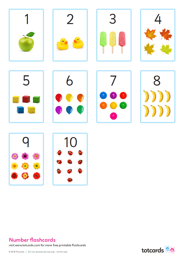 Free number flashcards for kids