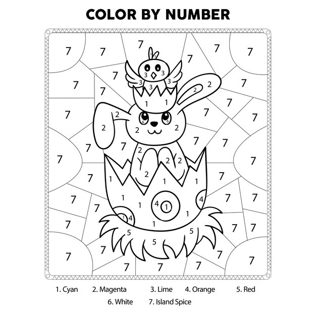 Premium vector easter day color by number coloring page