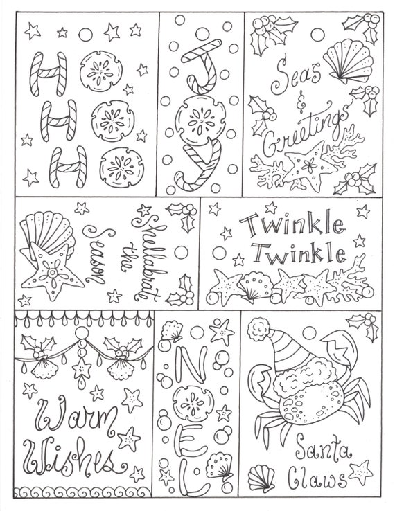 Christmas gift tags to color instant download digital coloring page christmas crafts family fun