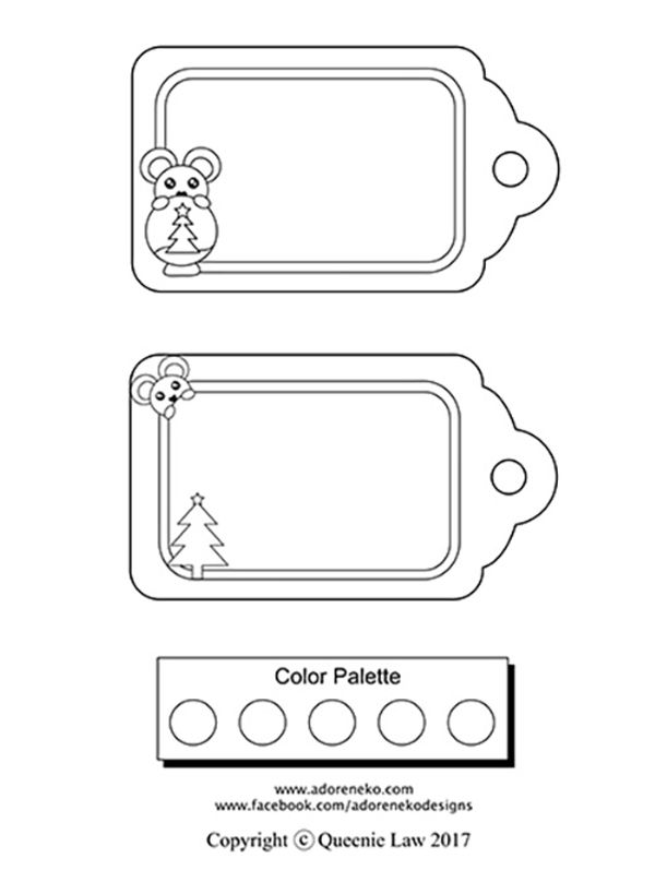 Free coloring page printable holiday gift tags