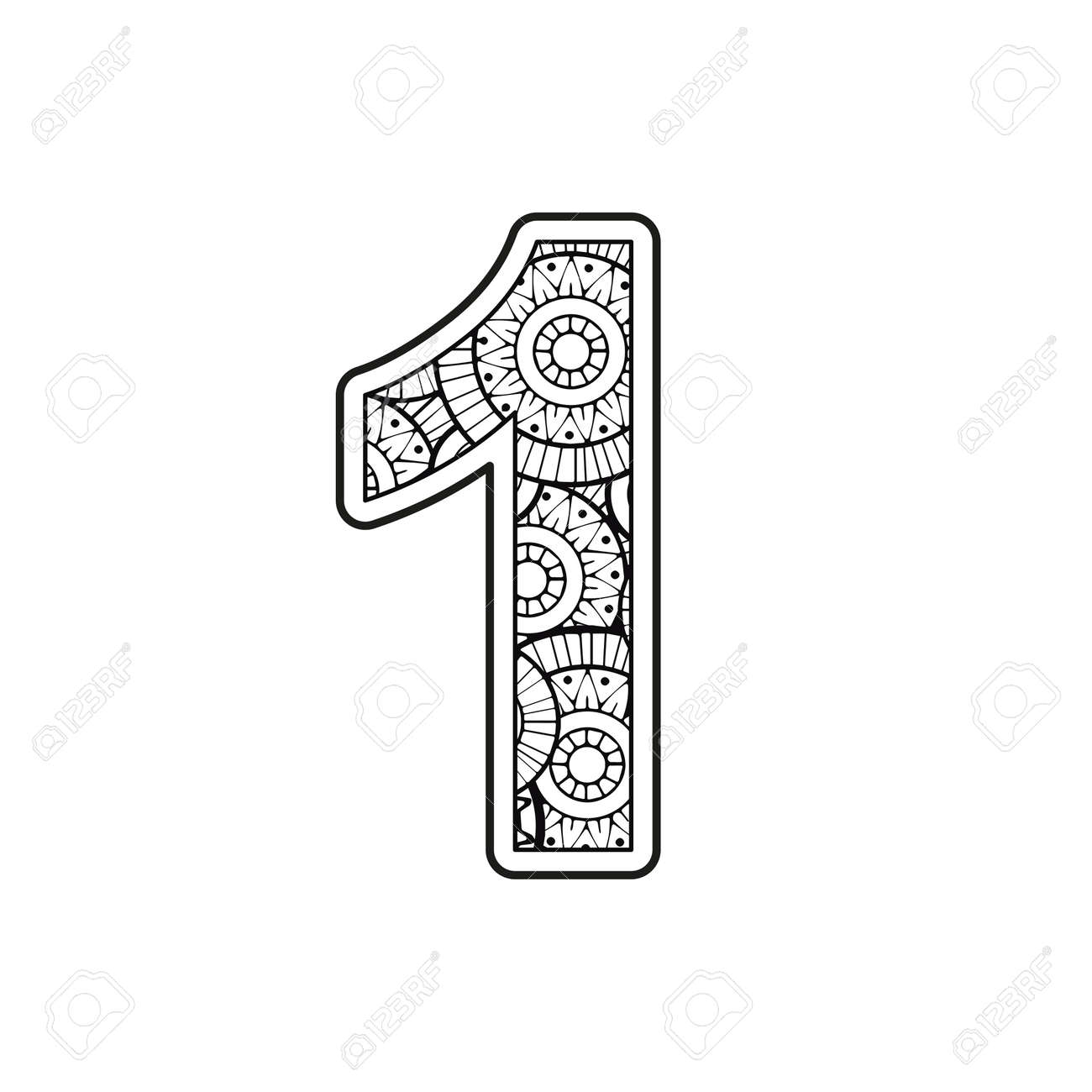 Coloring page for adult contour number on a mandala background royalty free svg cliparts vectors and stock illustration image
