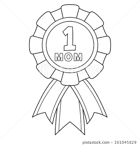 Number one mom ribbon isolated coloring page
