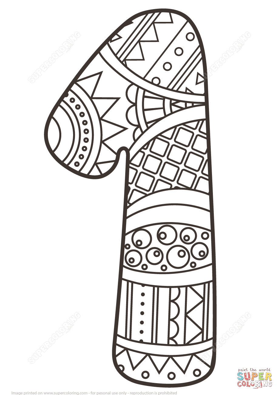Number zentangle coloring page free printable coloring pages