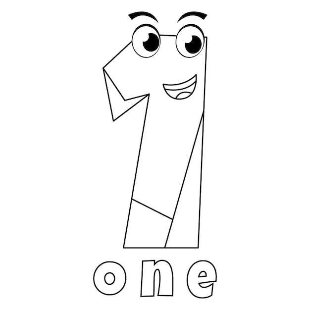 Premium vector number one coloring page with the eyes and the number
