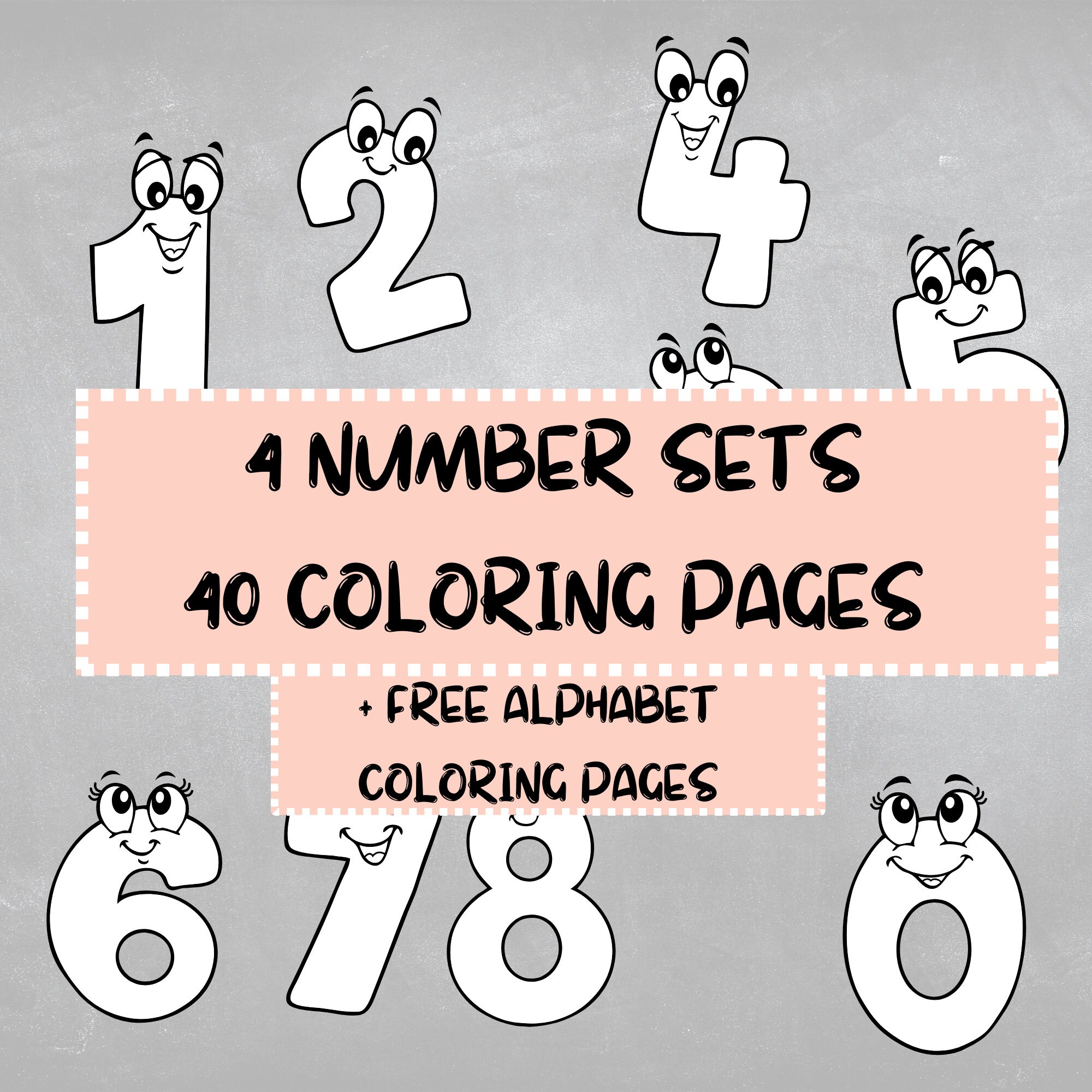 Number coloring pages different sets printable instant digital download number activity number worksheet free alphabet set
