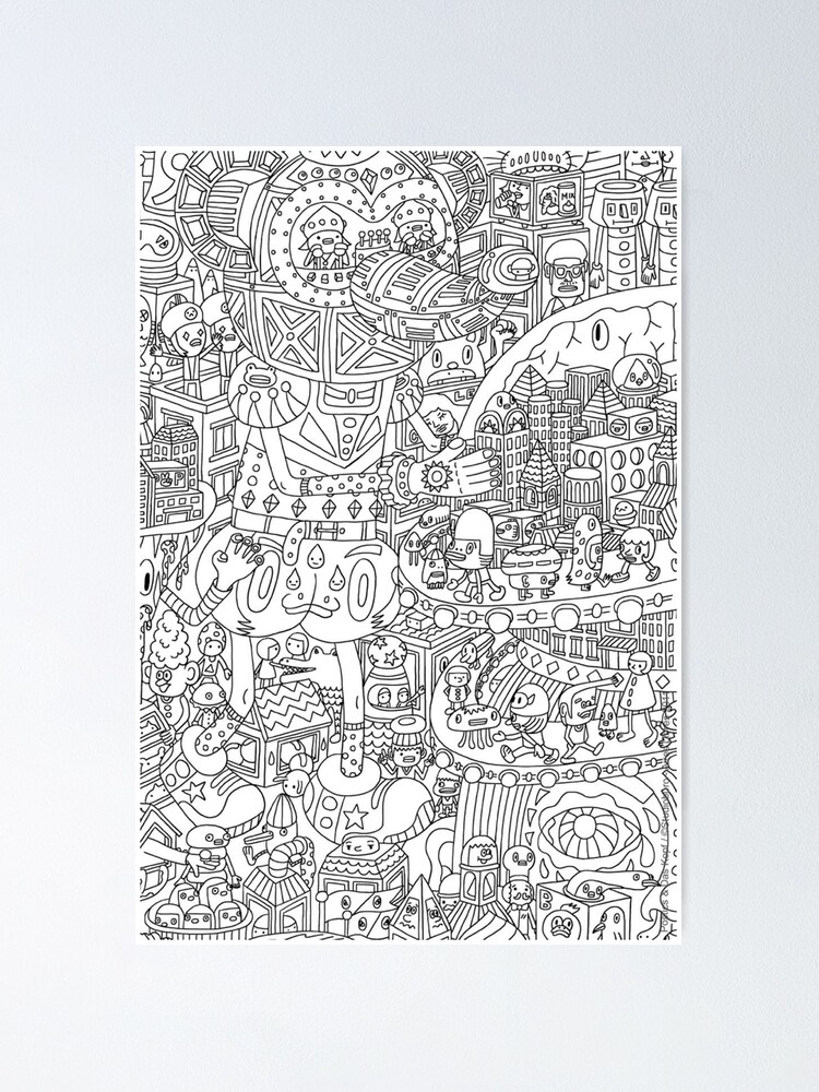 Adult coloring page poster by yuna