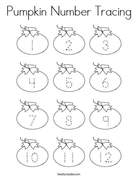 Pumpkin number tracing coloring page
