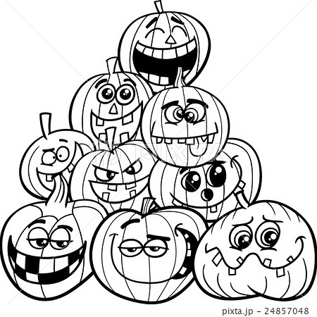 Halloween pumpkins coloring page