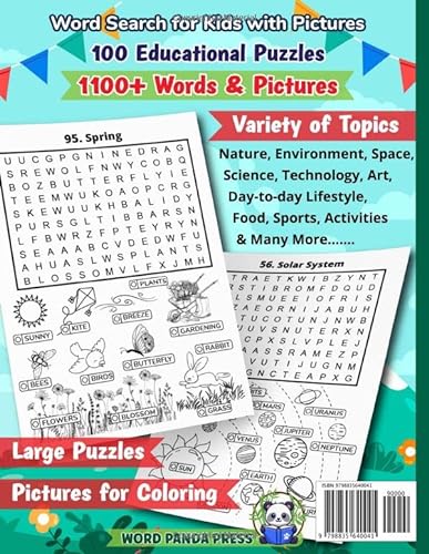 Word search for kids with pictures fun educational wordsearch puzzle book with words images for loring