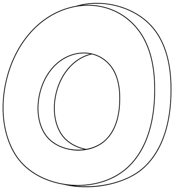 Premium vector number zero doodle outline for colouring
