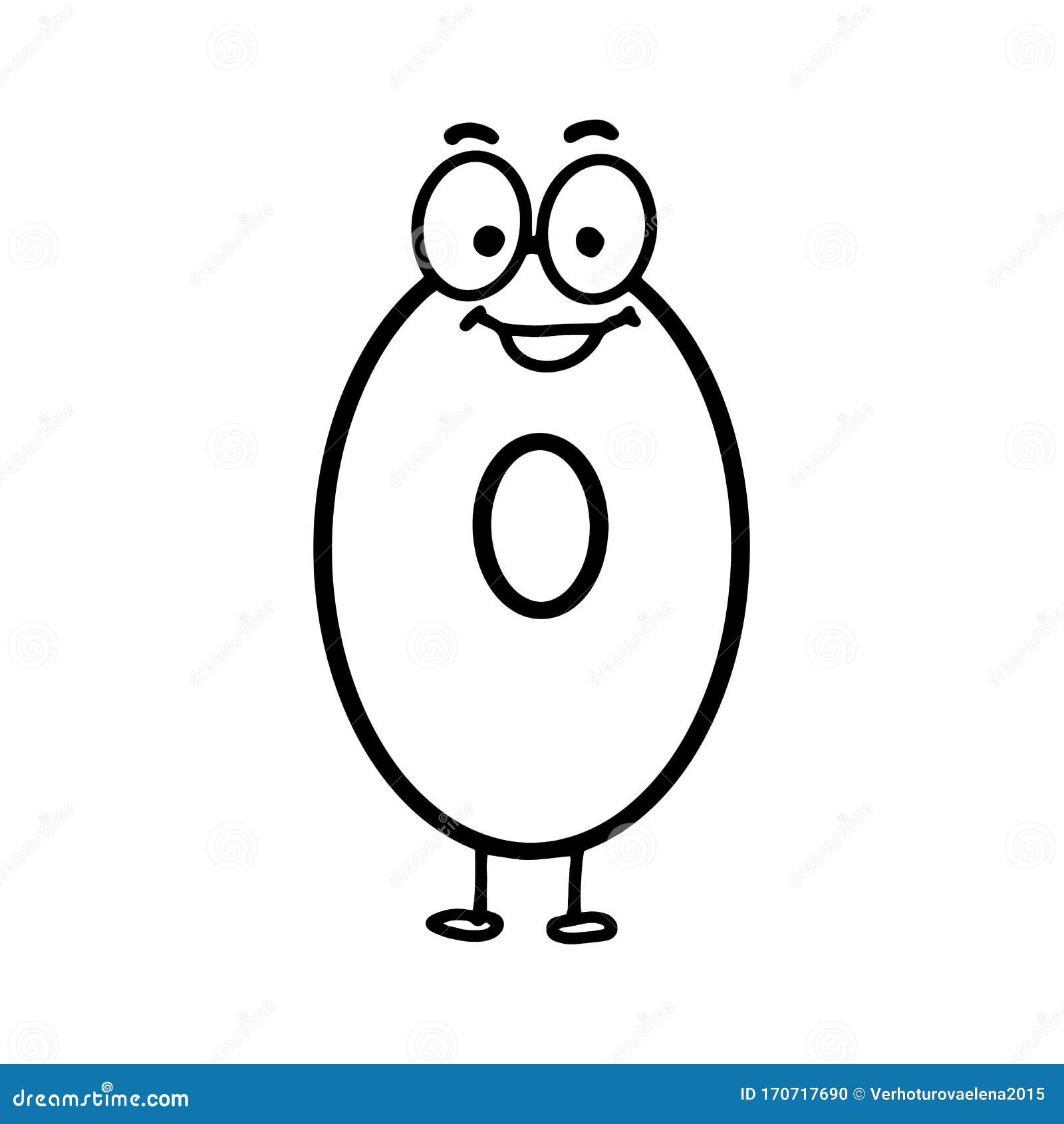Coloring book number zero on white background vector color illustration mathematics vector illustration stock illustration