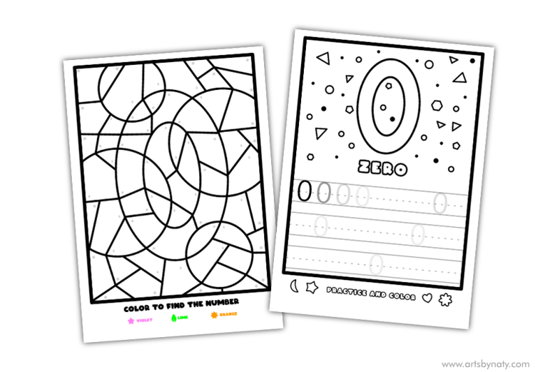 Color and learn the numbers printable activity pages for kids by artsbynaty