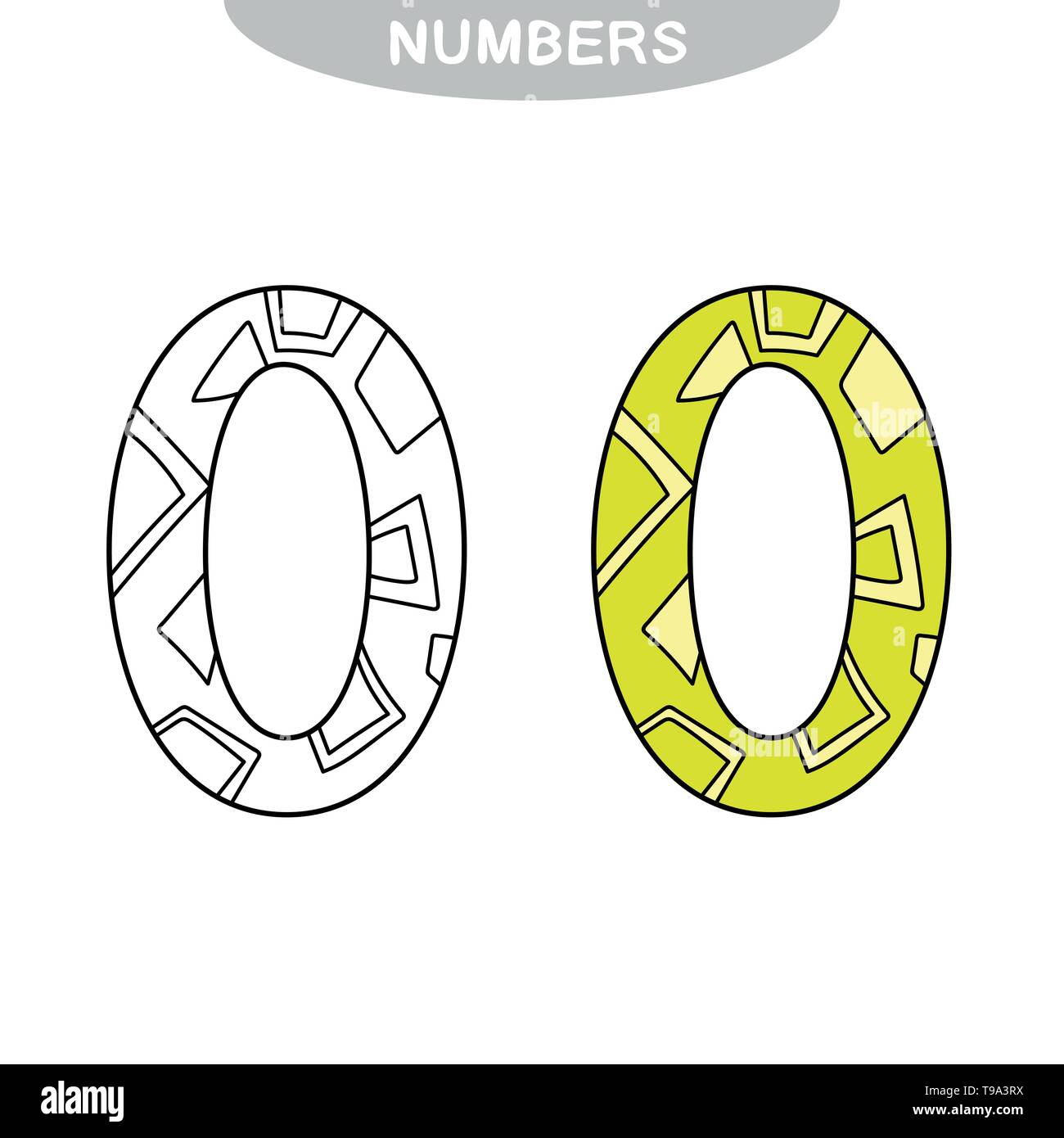 Educational game for attention for children of kindergarten and preschool age repeat the picture number zero coloring book stock vector image art