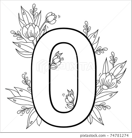 Flower number zero decorative pattern with