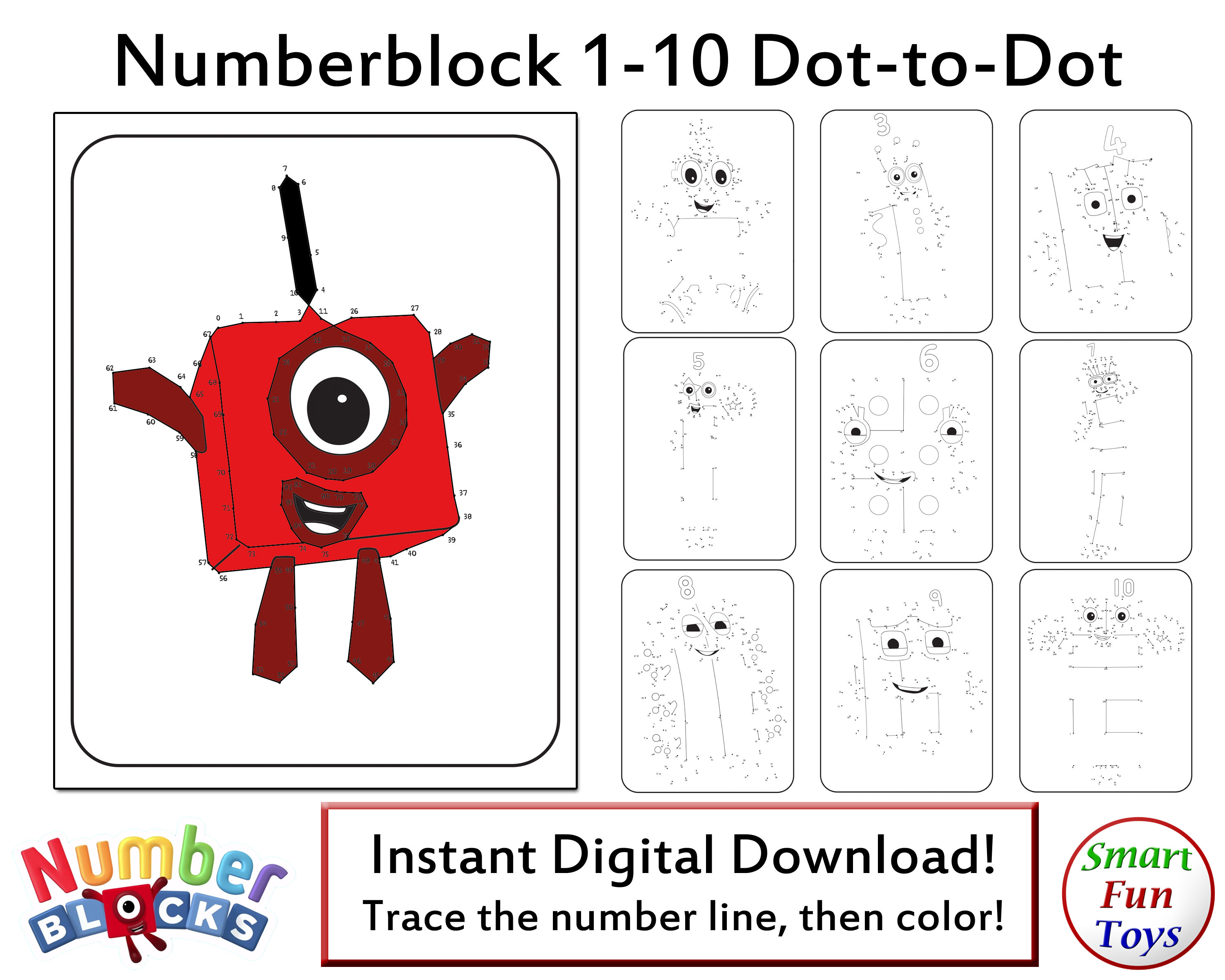 Numberblocks one to ten dot